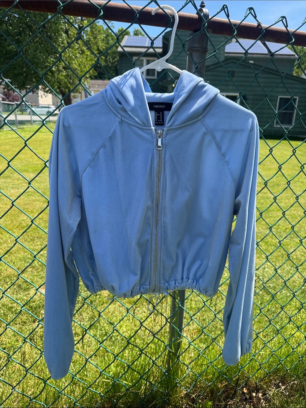 Forever 21 Powder Blue Cropped Zip Hoodie